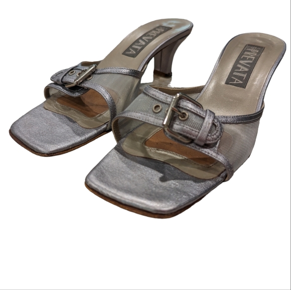 Prevata/Chelsea/Silver🩶/Buckle/Leather/Mesh/Italian made/Sandal/Sz 7 - Picture 6 of 7